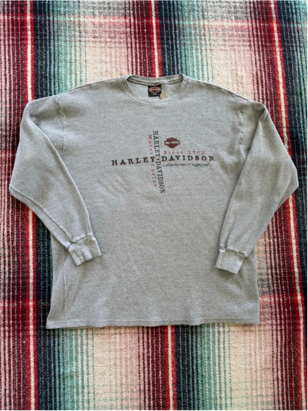 Vintage Harley Davidson Atlanta Georgia Long Sleeve Thermal XXL Gray Red